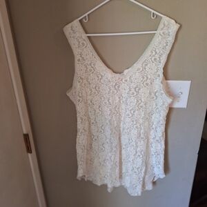 Vintage Sears See Through Sheer Lace Sleeveless Cami Top - Cream